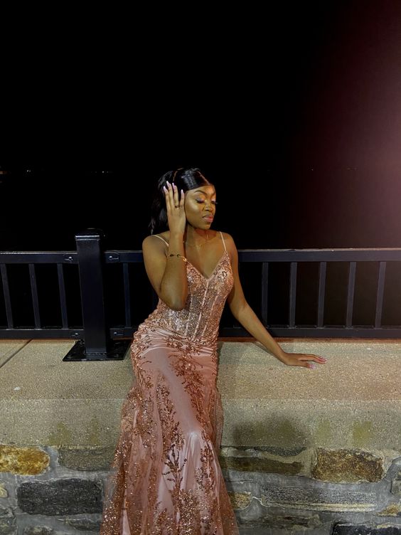 Rose Pink Mermaid Evening Dress 2024 Long Formal Prom Gowns