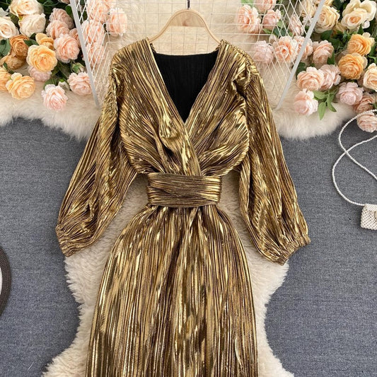 fashion dress V-neck lace-up waist dress for women    S4511
