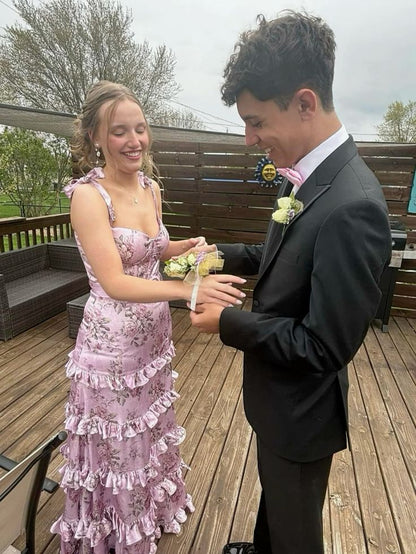 floral prom dress Long Prom Dress Senior prom gown
