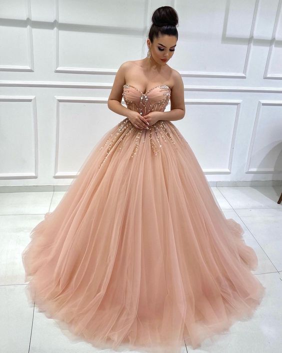 ball gown prom dresses sweetheart neck beaded elegant pageant dresses for women