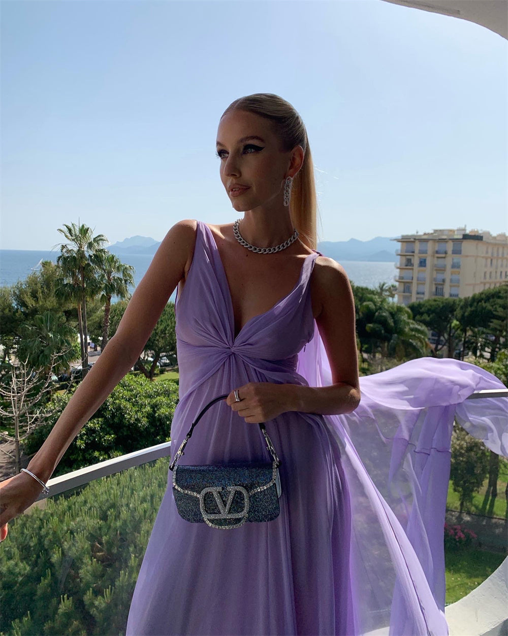 Lilac Long Prom Dresses Party Evening Gowns