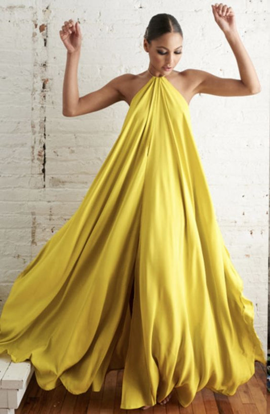 Yellow Long Party Dress Prom Gown