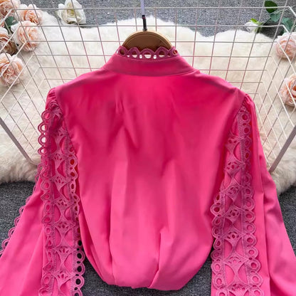 design long-sleeved shirt tops for women beautiful shirts     S4626