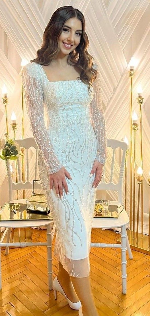White Evening Gown Sheath Prom Dress Party Dress