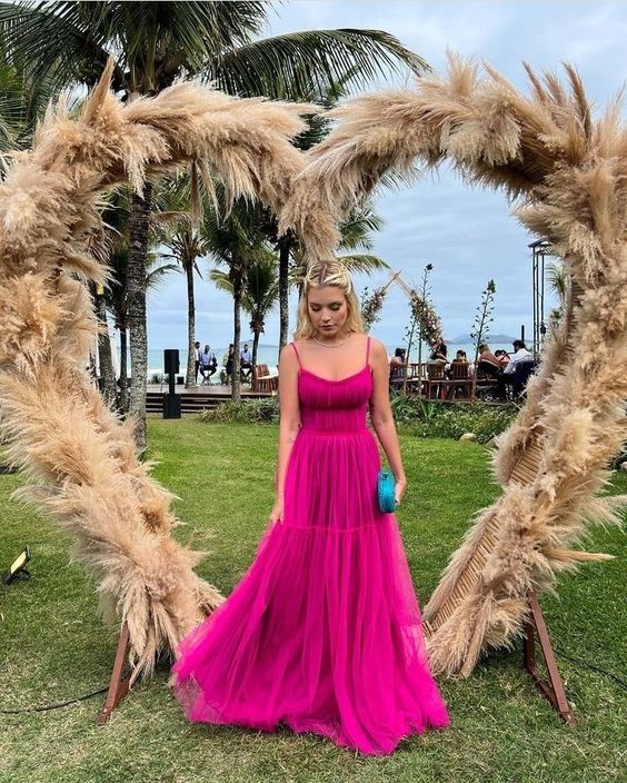 Chic Fuchsia Custom Made Evening Gown Long Prom Dress