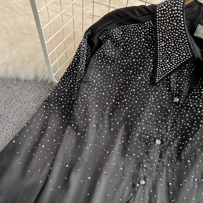 diamond fashion shirt women's fashionable and chic long-sleeved top       S3995