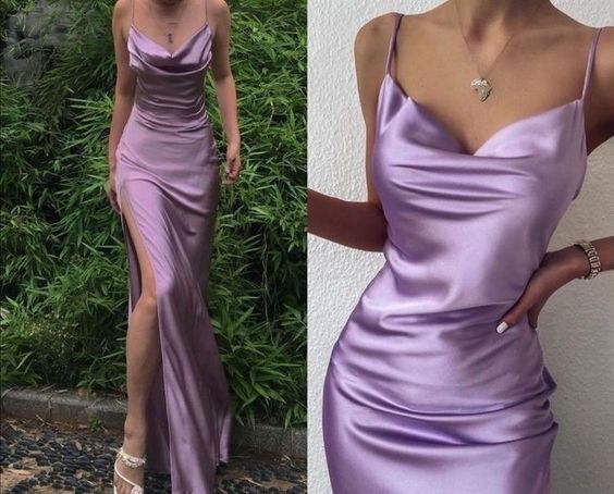 lilac satin prom gown evening dress
