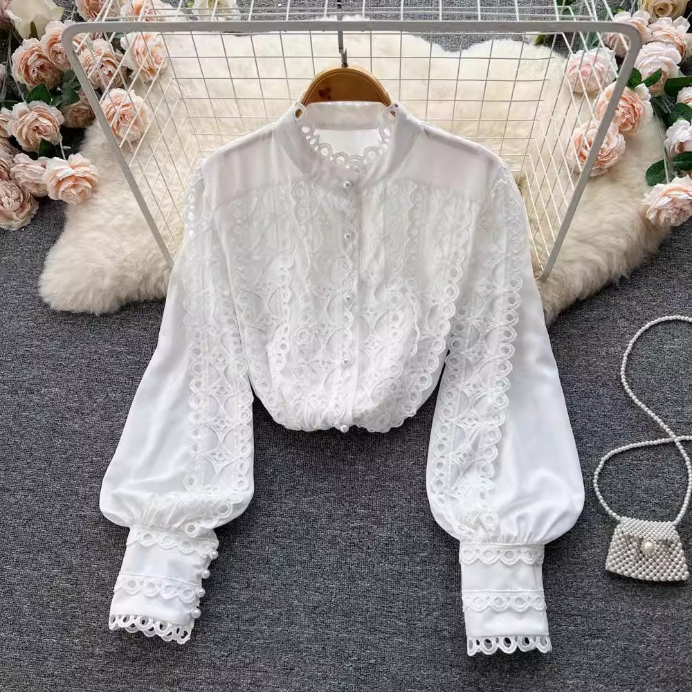 design long-sleeved shirt tops for women beautiful shirts     S4626