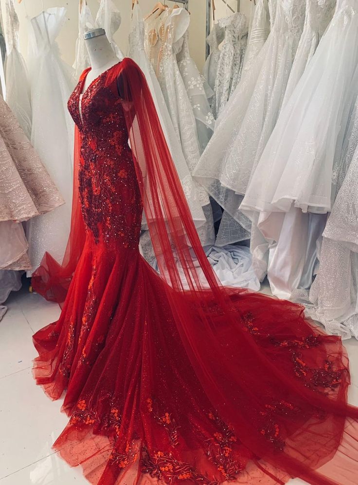 Unique Red Vintage Wedding Dress Made to Measure Wedding Dress Princess Bridal Gown Mermaid Prom Dress