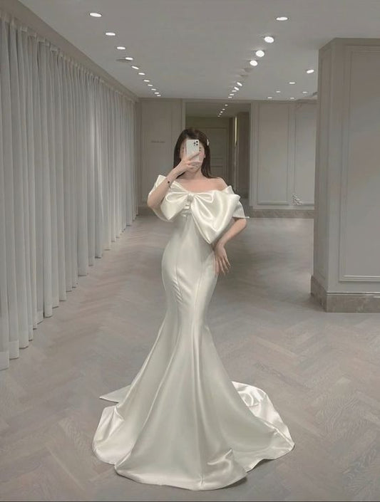 Satin Long Prom Dress Party Dress Mermaid Gown