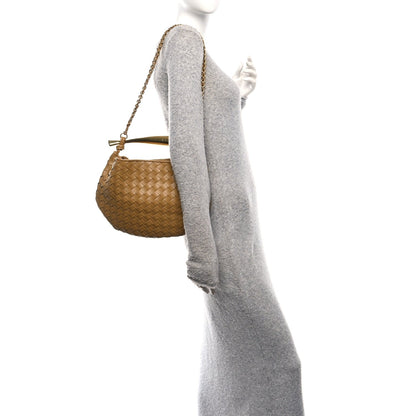 Nappa Intrecciato Sardine With Chain Bag Dark Praline