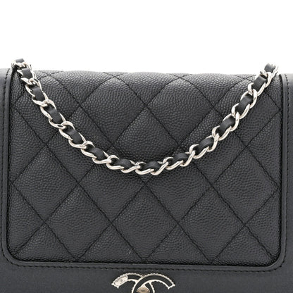 Caviar Quilted Vintage Mademoiselle Wallet On Chain WOC Black