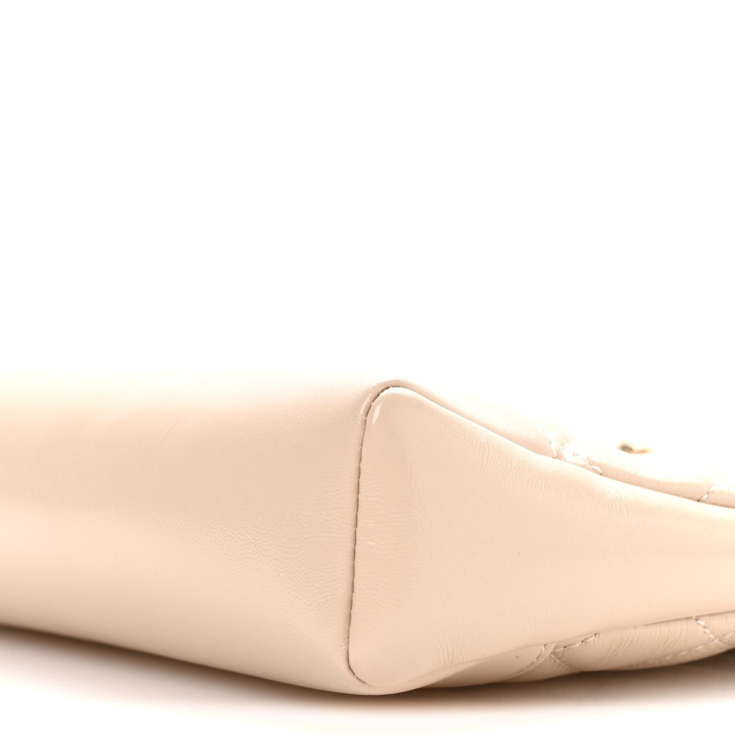 Shiny Crumpled Calfskin Quilted Mini 31 Shopping Bag Beige