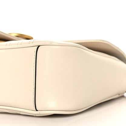 Calfskin Matelasse Small GG Marmont Shoulder Bag White