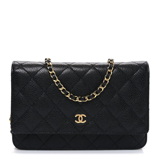 Caviar Quilted Wallet On Chain WOC Black