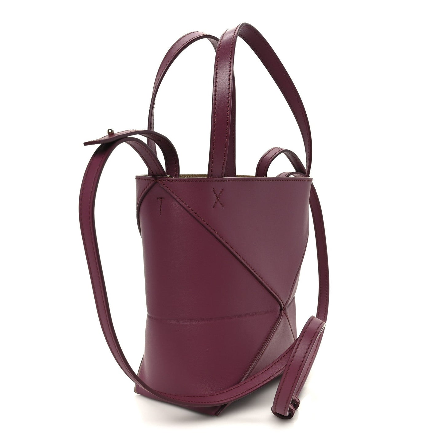 Shiny Calfskin Mini Puzzle Fold Tote Dark Burgundy