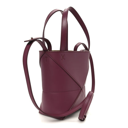 Shiny Calfskin Mini Puzzle Fold Tote Dark Burgundy