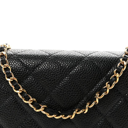 Caviar Quilted Wallet On Chain WOC Black