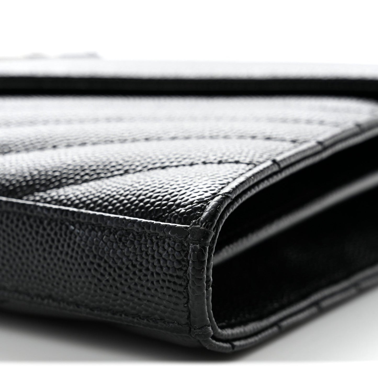 Grain De Poudre Matelasse Chevron Monogram Chain Wallet Black
