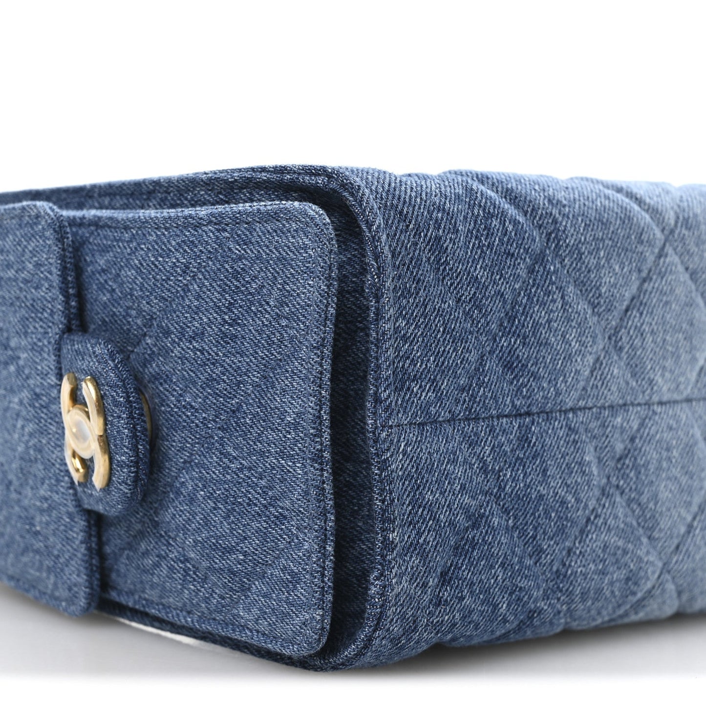Washed Denim Quilted Mini Chanel 25 Handbag Blue
