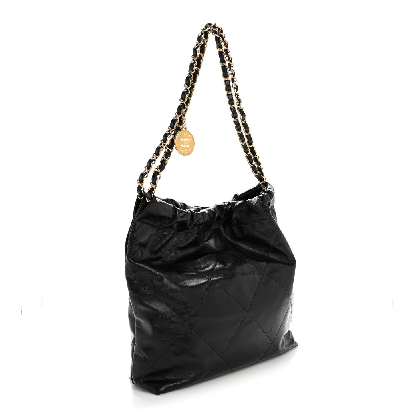 Shiny Calfskin Quilted Small Chanel 22 Black