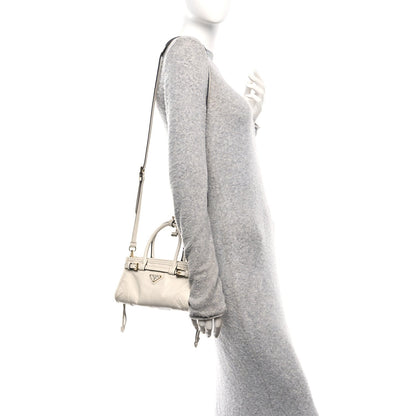 Glossy Calfskin Triangle Mini Bonnie Hand Bag White