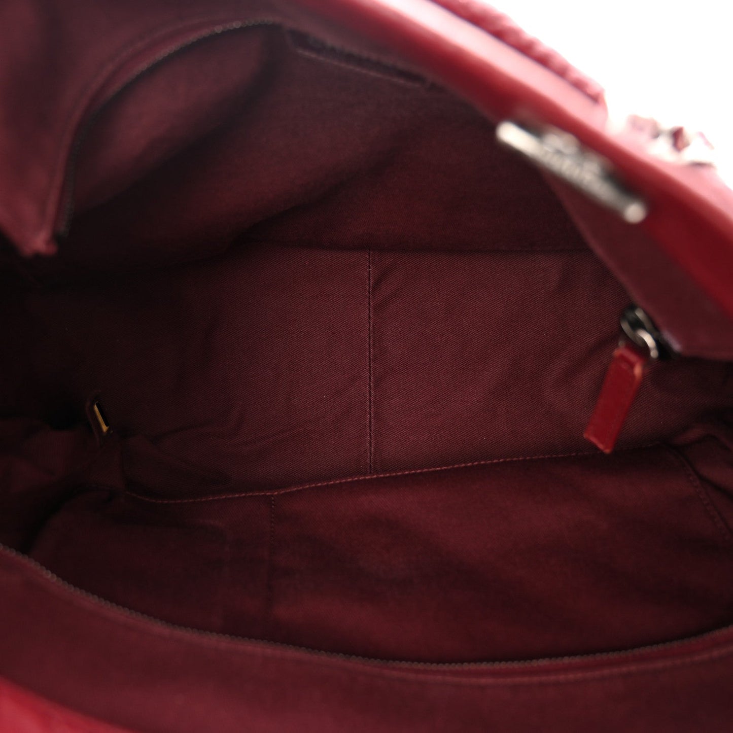 Crumpled Lambskin Quilted Large Tote Burgundy