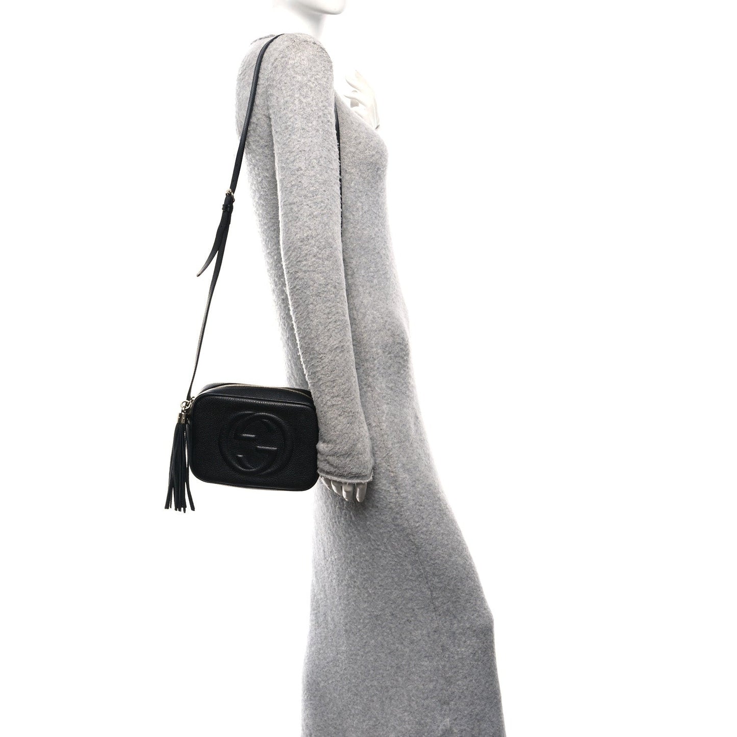 Pebbled Calfskin Small Soho Disco Bag Black