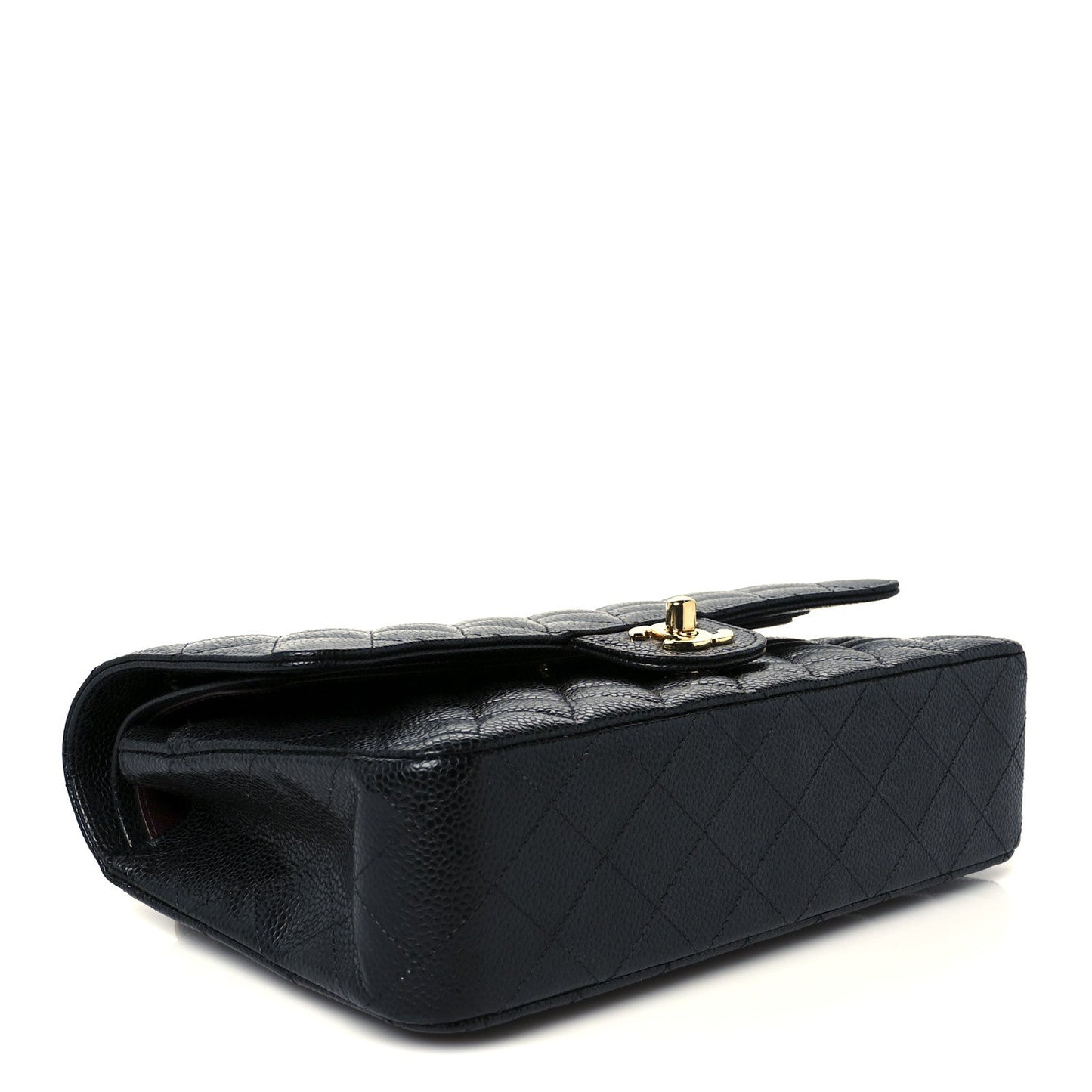 Caviar Quilted Medium Double Flap Black