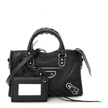 Chevre Silver Metallic Edge Hardware Nano City Black