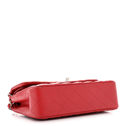 Lambskin Quilted Small Double Flap Dark Red
