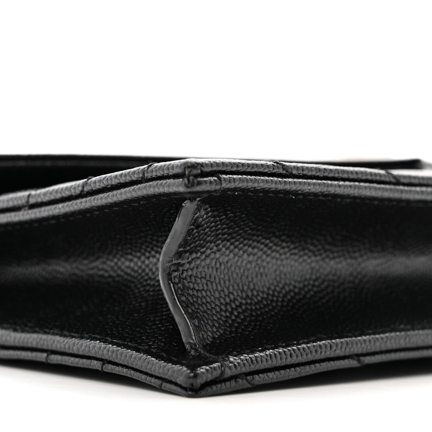 Grain De Poudre Matelasse Chevron Monogram Envelope Chain Wallet Black