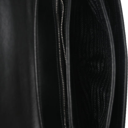 Saffiano Tessuto Nylon Chain Shoulder Bag Black