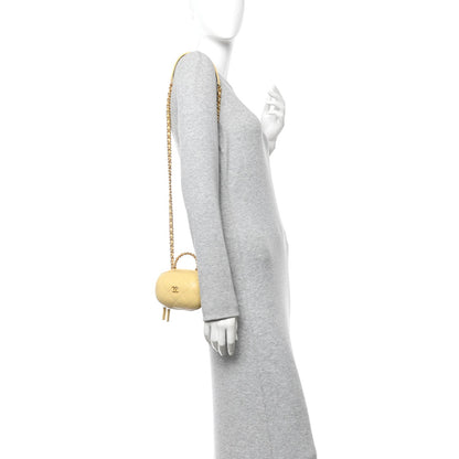 Lambskin Quilted CC Bubble Vanity Case With Chain Light Yellow