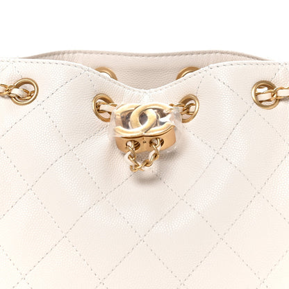 Caviar Quilted Mini Chanel 25 Handbag White