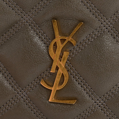 Grained Lambskin Quilted Mini Becky Double Zip Bag Taupe