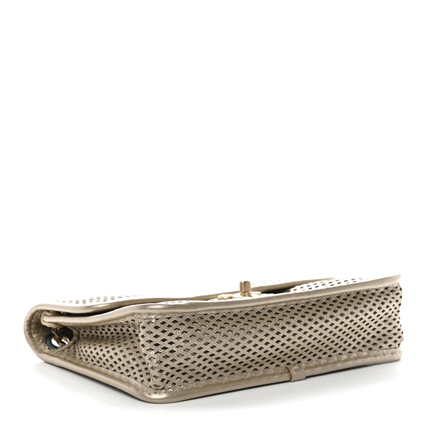 Metallic Perforated Calfskin Small Up In The Air Flap Light Gold