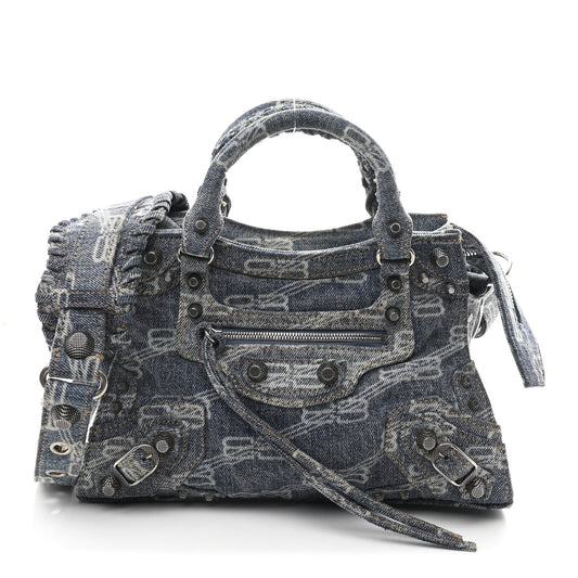 Denim BB Monogram Neo Cagole Handbag XS Blue