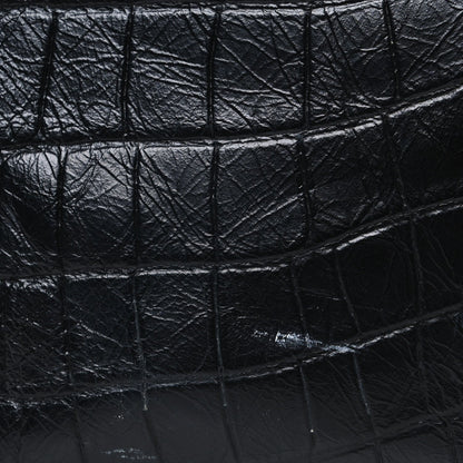 Calfskin Crocodile Embossed Monogram Medium Niki Shopping Bag Black