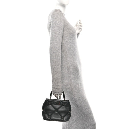 Nappa Monochrome Small Roman Stud The Handle Bag Black