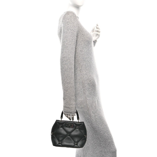 Nappa Monochrome Small Roman Stud The Handle Bag Black