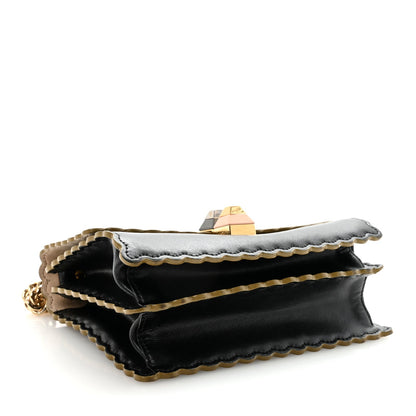 Vitello Liberty Scalloped Studded Small Kan I Shoulder Bag Black