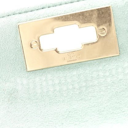 Crystal Suede Small Roman Stud Shoulder Bag Green