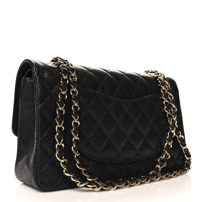 Caviar Quilted Medium Double Flap Black