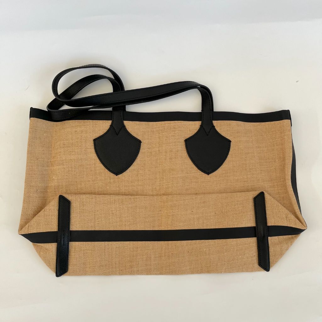 Burberry Raffia Logo Print Medium The Giant Reversible Tote Black