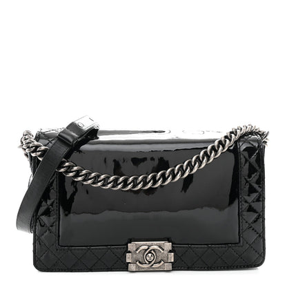 Patent Medium Boy Reverso Flap Black
