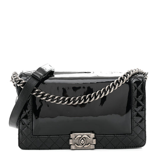 Patent Medium Boy Reverso Flap Black