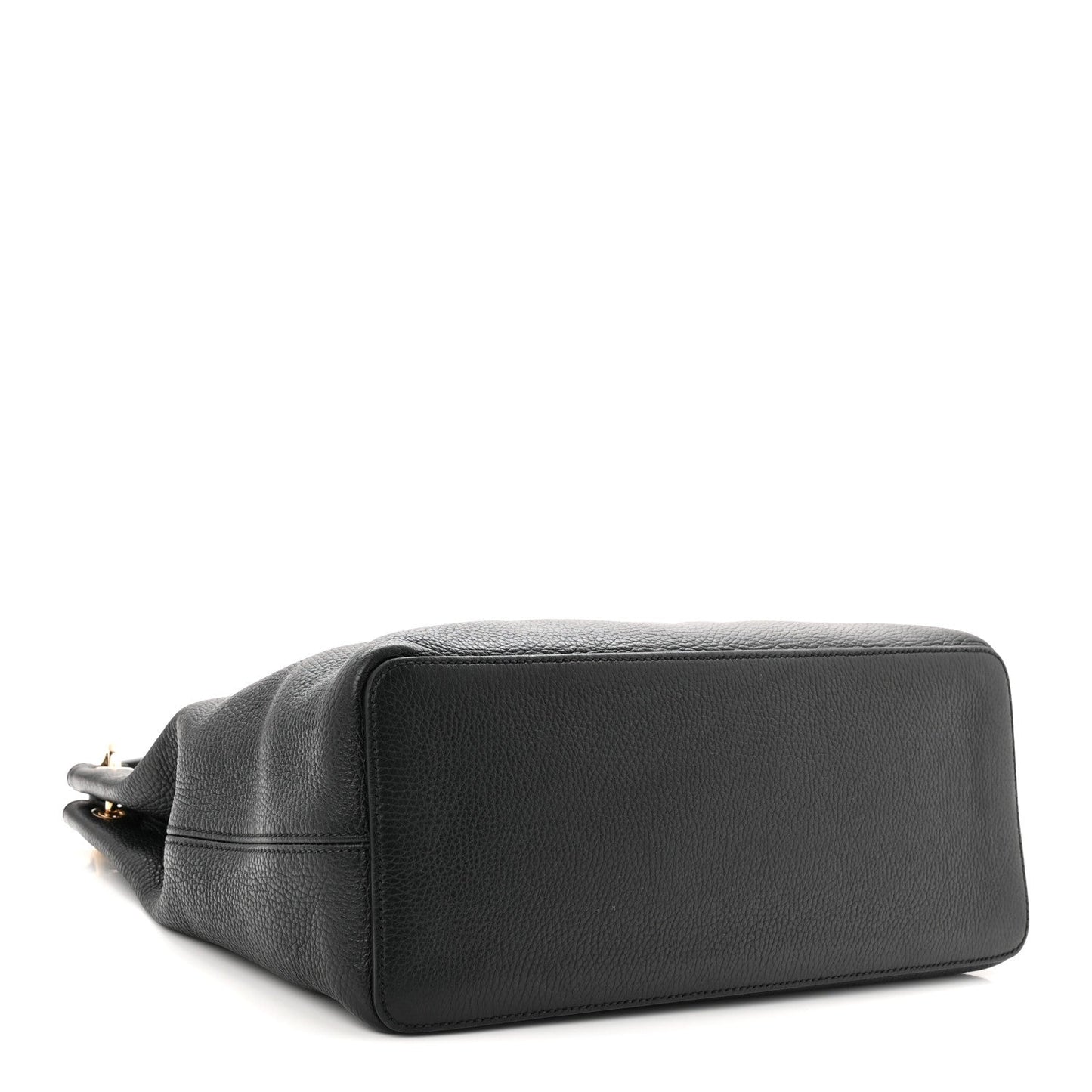Pebbled Calfskin Large Soho Hobo Black