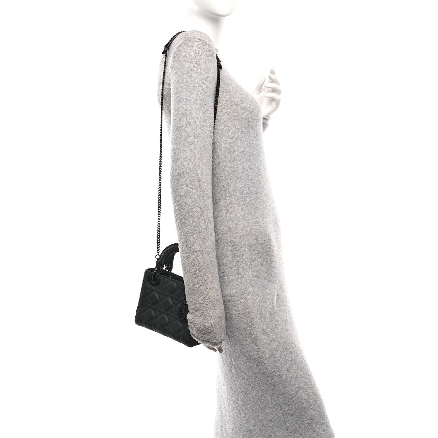 Ultra Matte Calfskin Cannage Mini Lady Dior Black