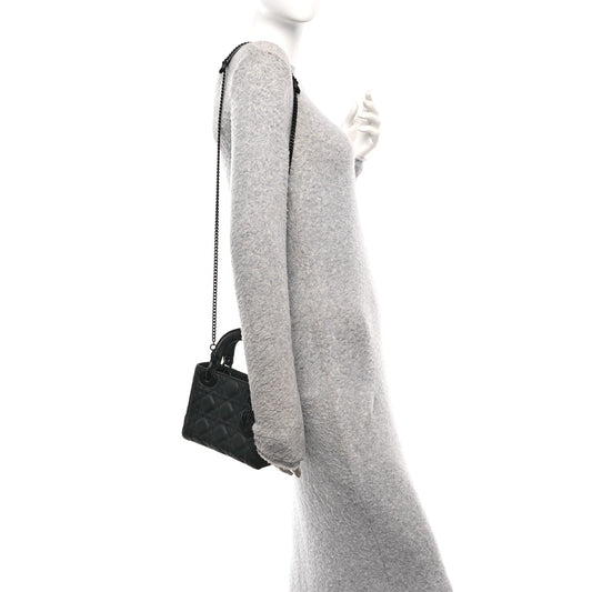 Ultra Matte Calfskin Cannage Mini Lady Dior Black